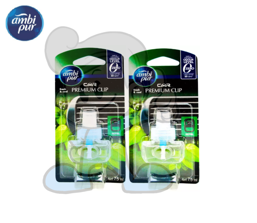 Ambi Pur Car Premium Clip Fresh And Cool Scent Refill (2 X 7.5 Ml) Motors