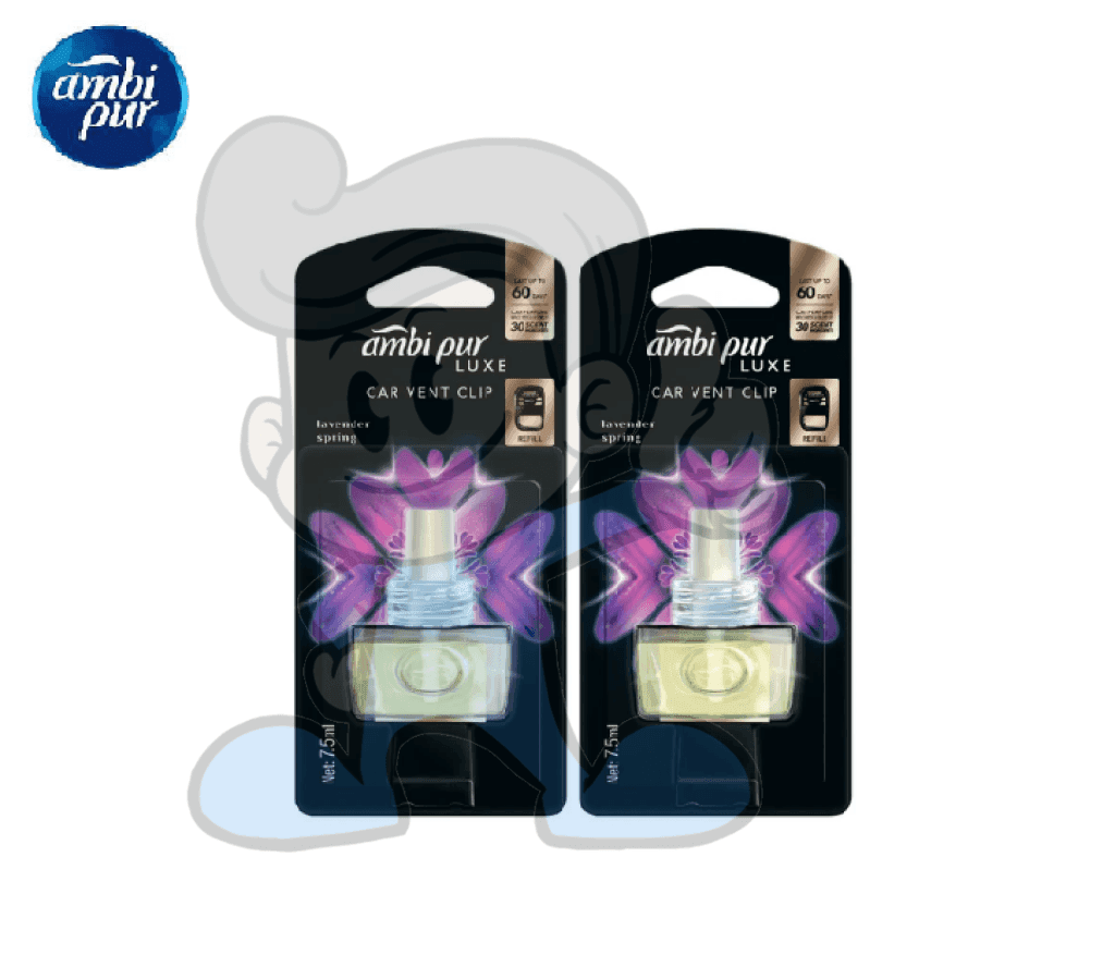 Ambi Pur Luxe Car Vent Clip Refill Lavender Spring (2 X 7.5 Ml) Motors