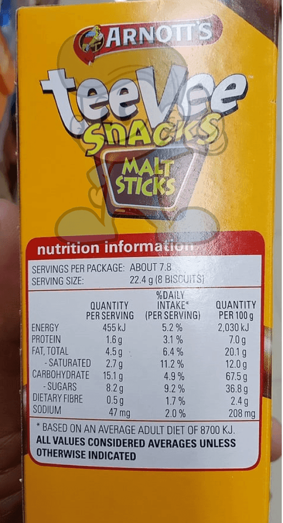 Arnott's Teevee Snacks Malt Sticks 175G Groceries