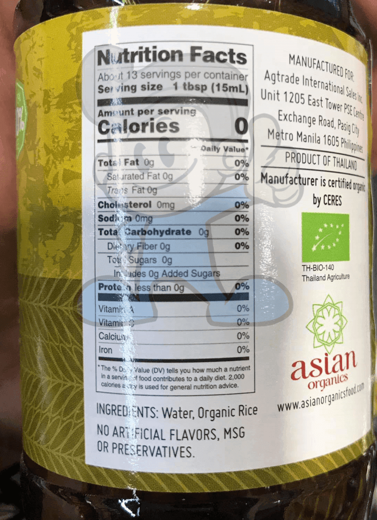 Asian Organics Organic Rice Vinegar (2 X 200 Ml) Groceries