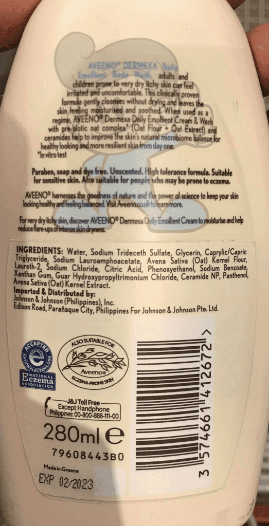 Aveeno Dermexa Daily Emollient Unscented And Soap Free Body Wash 280Ml Beauty