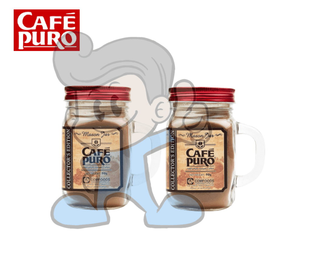 Cafe Puro Mason Jar 100% Pure Instant Coffee Collector's Edition (2 X 90 G) Groceries
