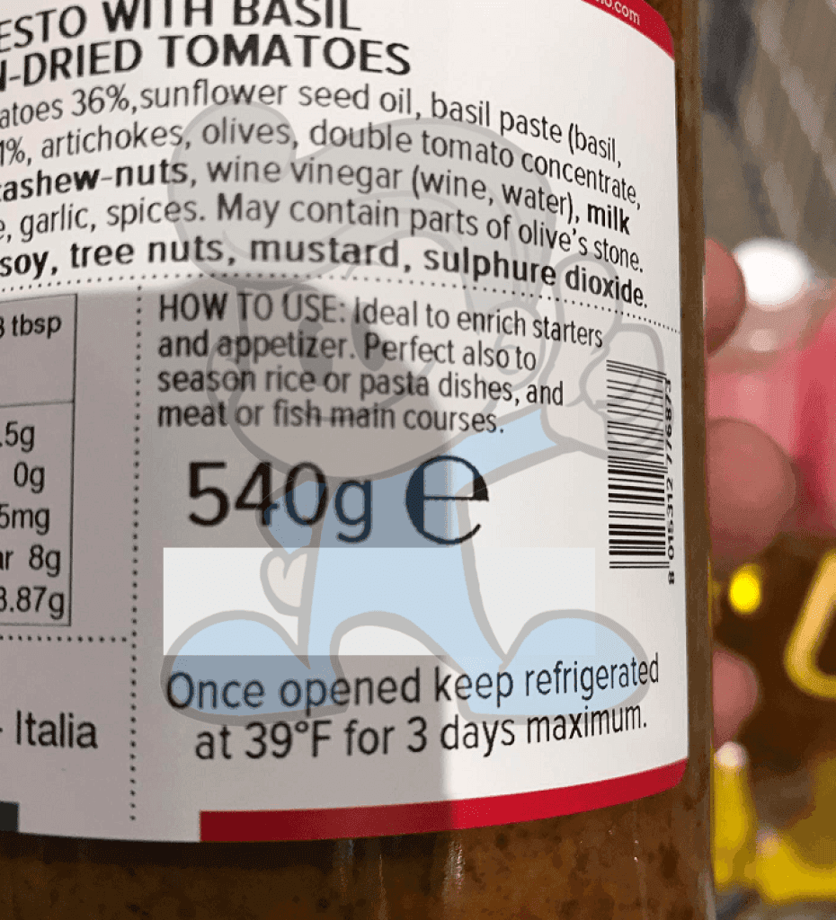 Cascina San Cassiano Red Pesto With Basil And Sun-Dried Tomatoes 540G Groceries