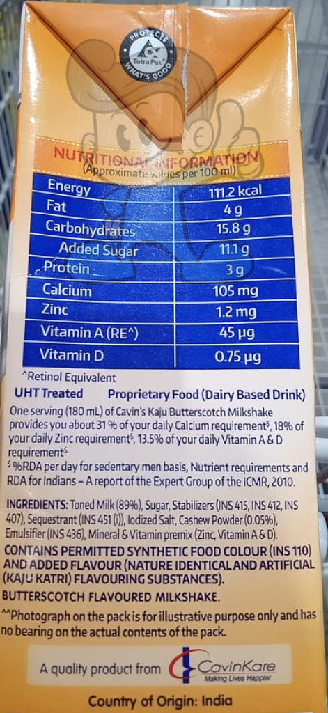 Cavin's Kaju Butterscotch Milkshake (2 X 1L) Groceries