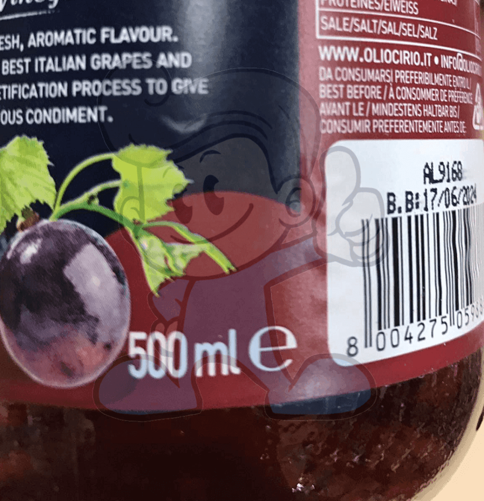 Cirio Aceto Di Vino Rosso Red Wine Vinegar 500Ml Groceries