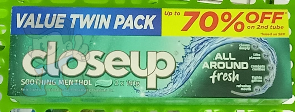 Closeup Value Twin Pack Soothing Menthol Toothpaste 2S (2 X 191 G) Beauty