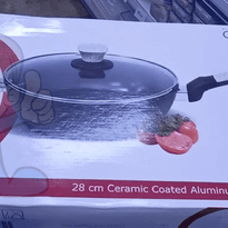 Omega Leigh 28cm Ceramic Coated Aluminum Deep Fry Pan with Lid Induction Ready