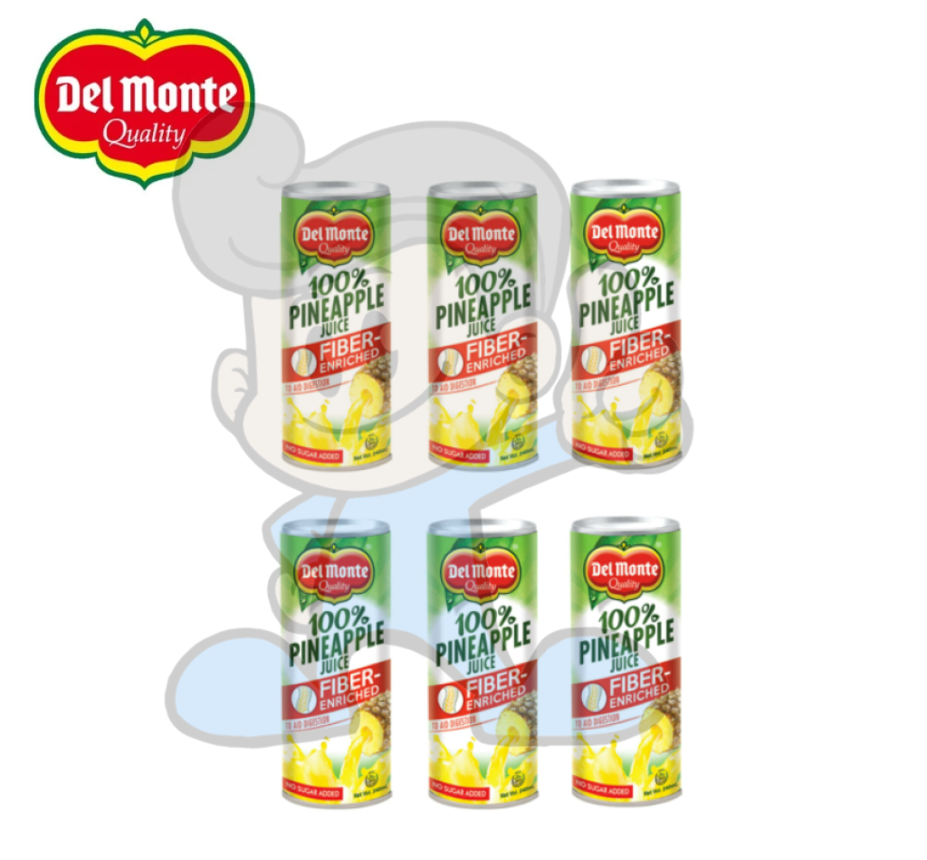 Del Monte 100% Pineapple Juice Fiber Enriched (6 X 240Ml) Groceries