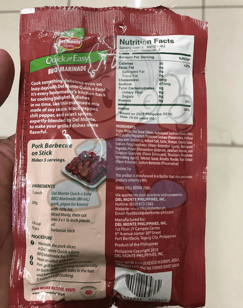 Del Monte Quick N Easy Bbq Marinade (12 X 80Ml) Groceries