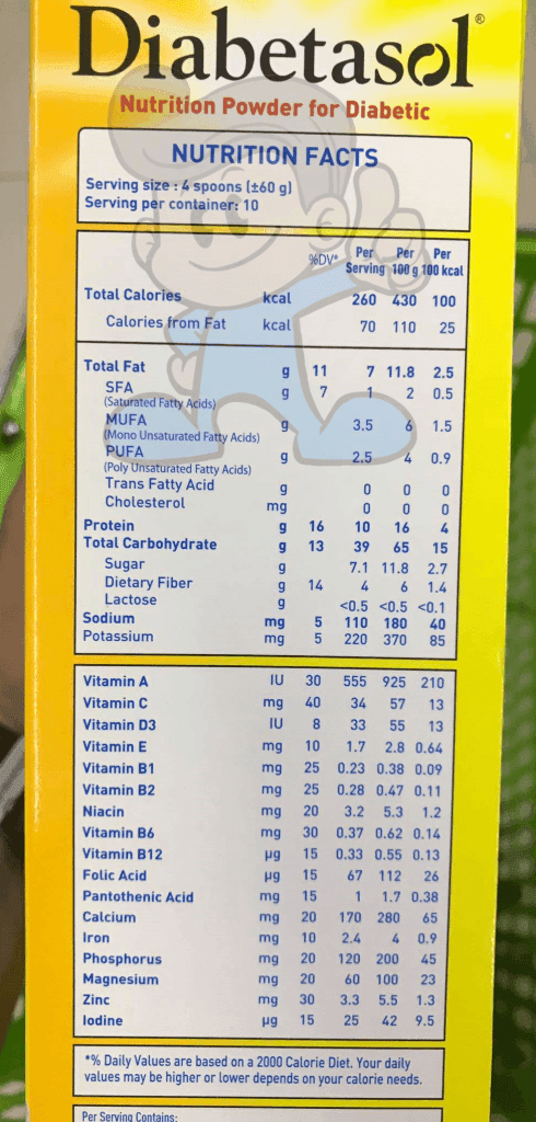 Diabetasol Nutrition Powder Milk Drink For Diabetic Vanilla Flavor 600G Groceries