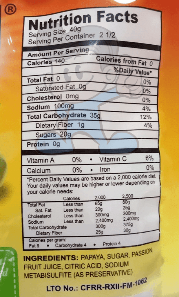 Dolly Philippines Finest Dried Papaya (2 X 100 G) Groceries