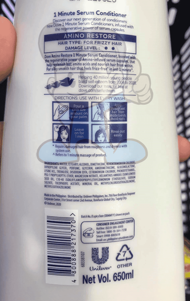 Dove 1 Minute Serum Conditioner Amino Restore 650Ml Beauty