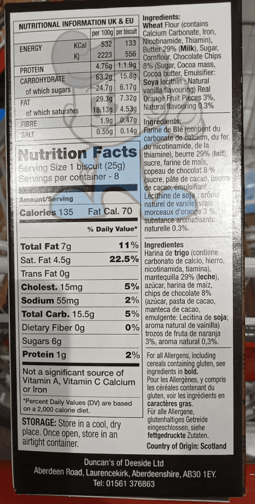 Duncans Of Deeside All Butter Chocolate And Orange Shortbread (2 X 200 G) Groceries