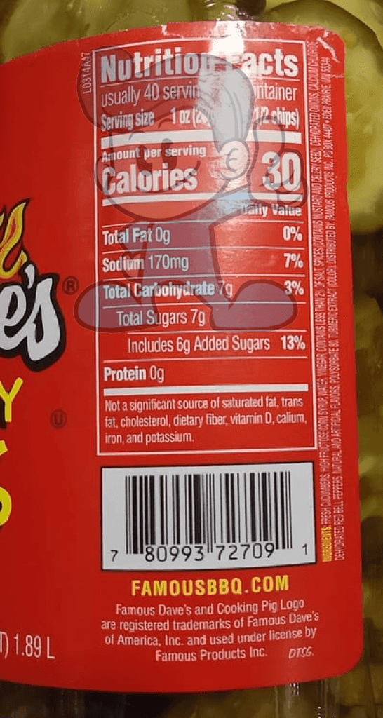 Famouse Dave's Signature Spicy Pickle Chips 1.89L Groceries