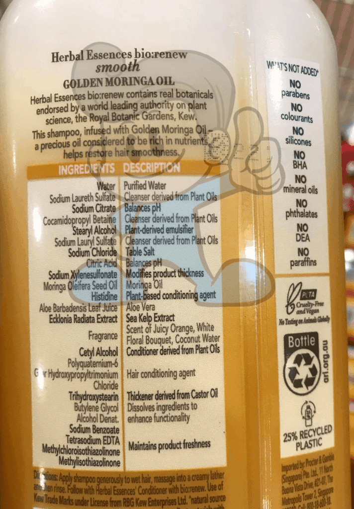 Herbal Essences Bio Renew Golden Moringa Oil Smooth Shampoo 400 Ml Beauty