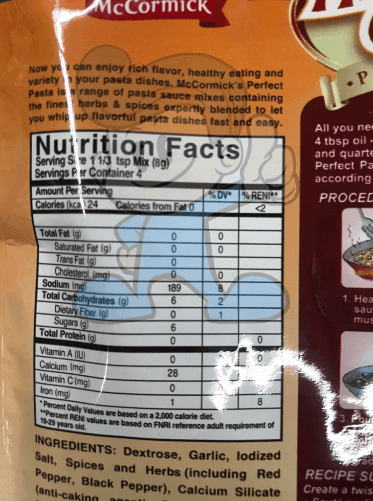 Mccormick Herb & Garlic Perfect Pasta Sauce Mix (6 X 30 G) Groceries
