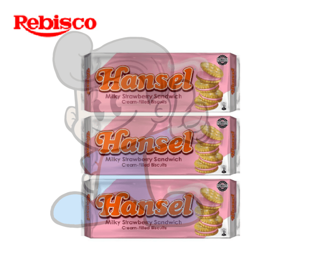 Rebisco Hansel Milky Strawberry Sandwich Cream-Filled Biscuits (3 X 310 G) Groceries