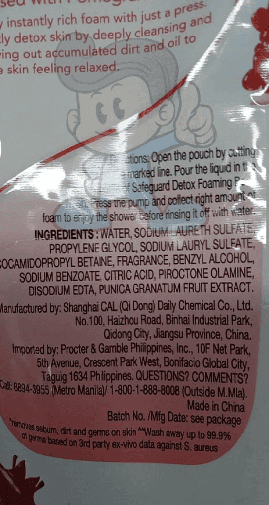 Safeguard Detox Foaming Body Wash Pomegranate 400Ml Beauty