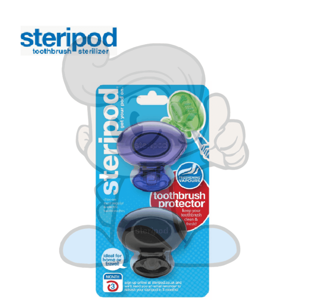 Steripod Clip-On Toothbrush Protector Violet & Black Pearl Beauty