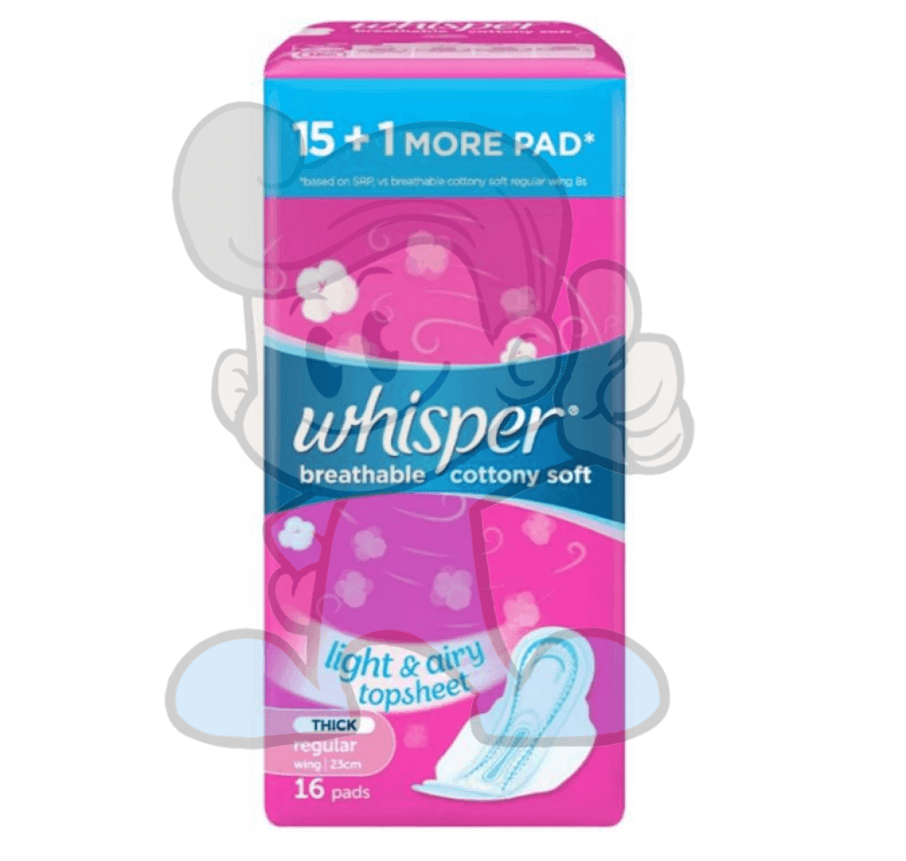 Whisper Breathable Cottony Soft Regular Flow W/ Wings 4 Packs Beauty