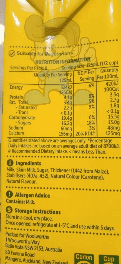 Woolworths Custard Vanilla Flavour (2 X 1L) Groceries
