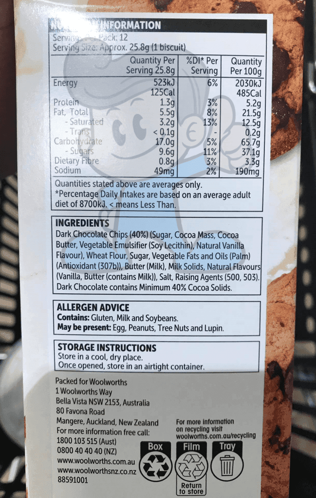 Woolworths The King Of Chunky Chocolate Chip Cookies (2 X 310 G) Groceries